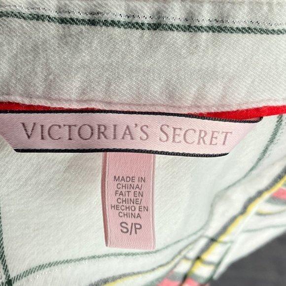 Victoria's Secret Small S White Red Plaid Flannel Classic Pajama Set 2 Piece - Picture 6 of 6